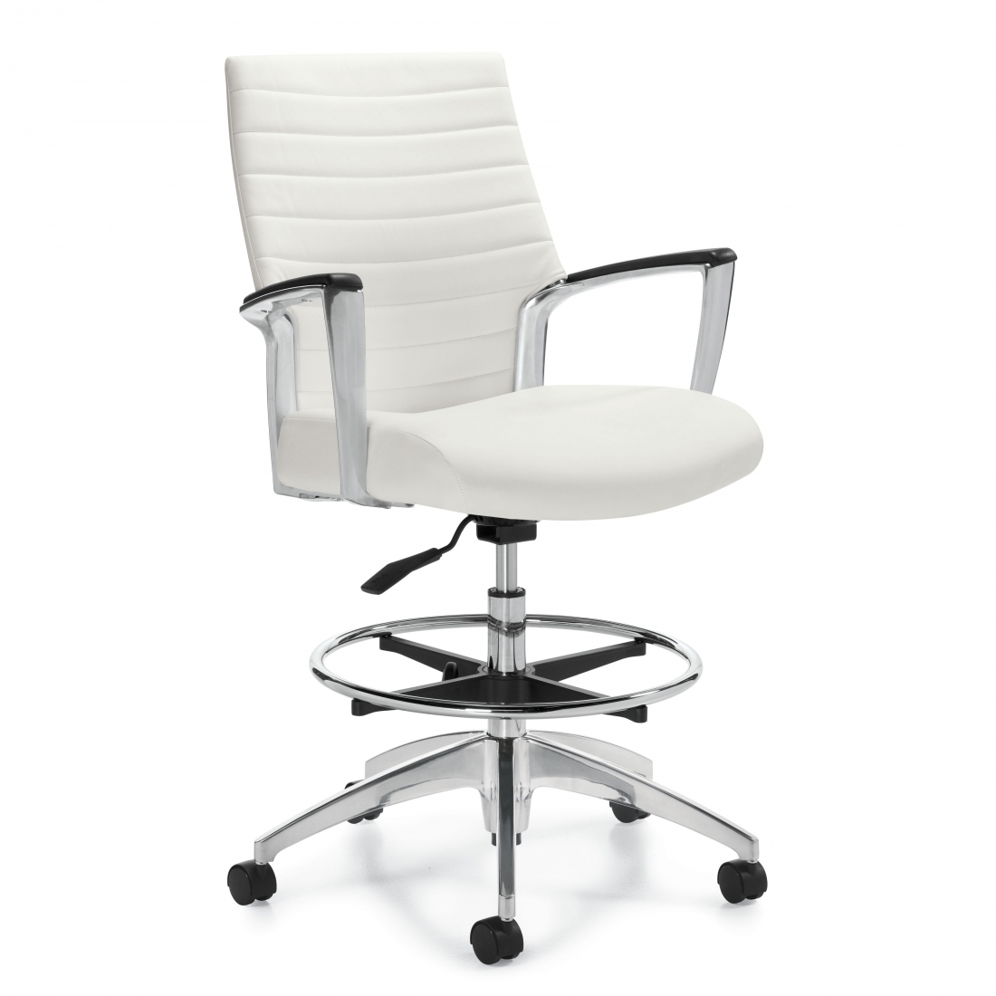 Upholstered Medium Back Stool, Leather